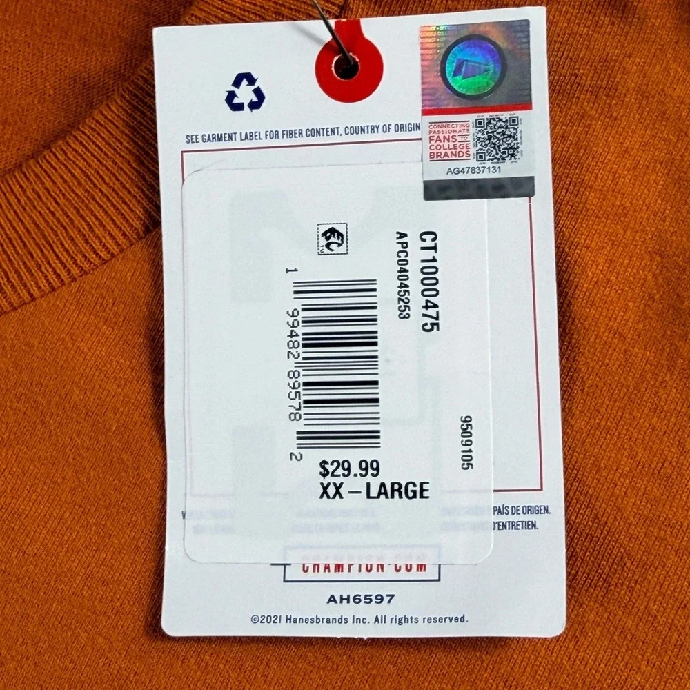 Champion Red River Rivalry Texas vs Oklahoma Tee XXL Orange College Football NWT - Picture 5 of 8
